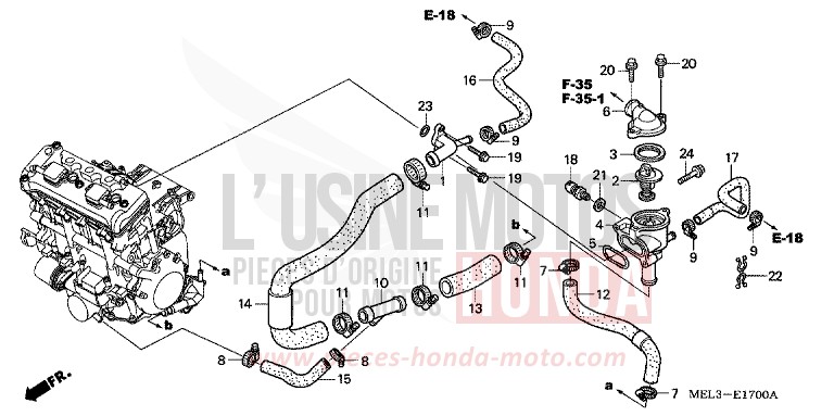 THERMOSTAT for CBR1000RR Fireblade WINNING RED (R258BA) from 2006